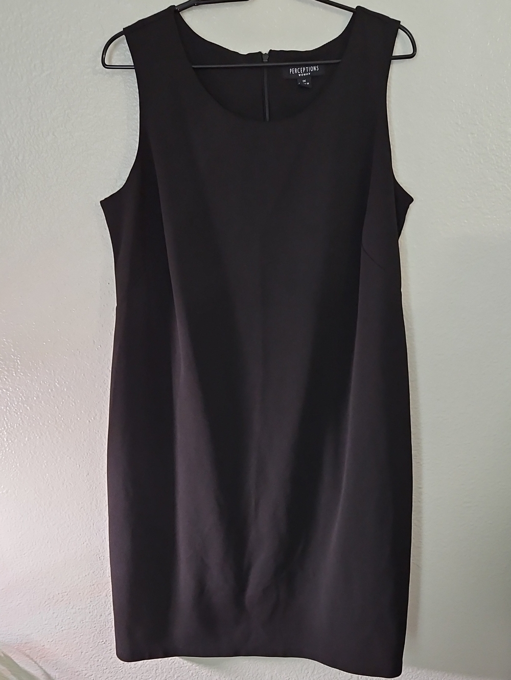 Perceptions Woman Black Sleeveless Shift Dress 1X EUC LBD Office Comfort
